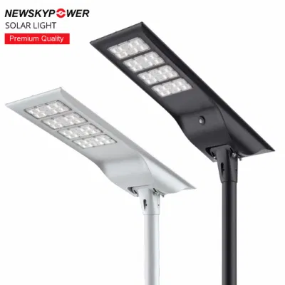 Nuevo moderno alto Lumen al aire libre impermeable de aluminio integrado 30W 40W 60W 80W 100W LED todo en uno farola solar